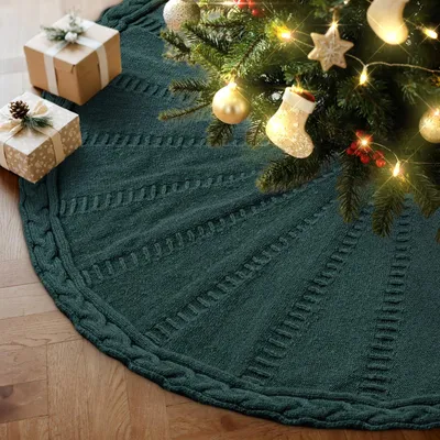 Weihnachtsbaumrock 120 cm, gestrickt, grün, rund, für große Bäume