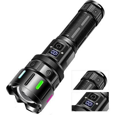 Produktbild von LED Taschenlampe , Zoomfunktion, Type-C Schnellladung, Digitalanzeige, 3 Lichtmodi,