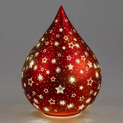 Produktbild von LED Dekoobjekt Tropfen RED STARS Sterne H. 24cm rot gold Formano W25