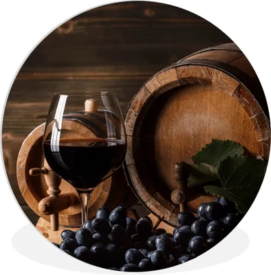 Produktbild von MuchoWow® Rundes Wandbild - Runde Bilder Wein - Weinglas - Weintrauben - Glas Ø 90 cm Kreis Wanddekoration Kunststoff - Wandkreis - Wandschmuck - Wand-Kreis - Wohnzimmer - Bild - Runde - Wanddeko - Dibond - Kunstdrucke