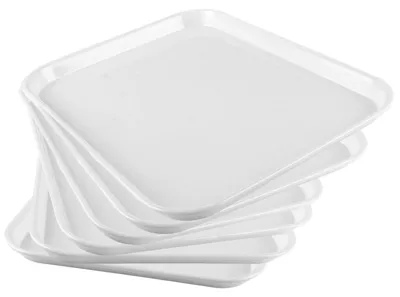 Immagine prodotto di Vassoio grande - Rettangolare - Confezione da 6 pezzi - Melamina - Impermeabile - Resistente ai graffi - 35,5 x 27,8 x 2,5 cm - Set di stoviglie