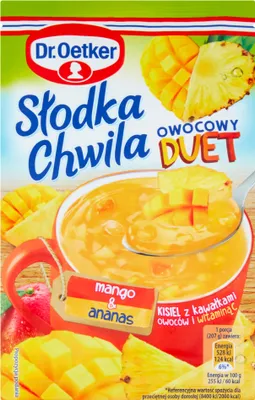 Produktbild von Dr. Oetker Słodka Chwila Owocowy Duet Kisiel Z Kawałkami Owoców I Witaminą C Mango & Ananas 32 G