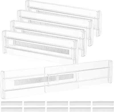 Produktbild von Schubladentrenner 8 cm, 5 Stück, verstellbar 28-50 cm, transparent, für Kleidung