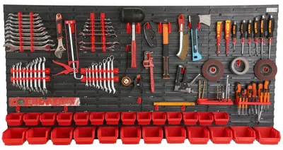 Immagine prodotto di Pannello portattrezzi da parete per l'officina, dimensioni 160 x 80 cm, con 26 supporti per utensili, ideale per il garage