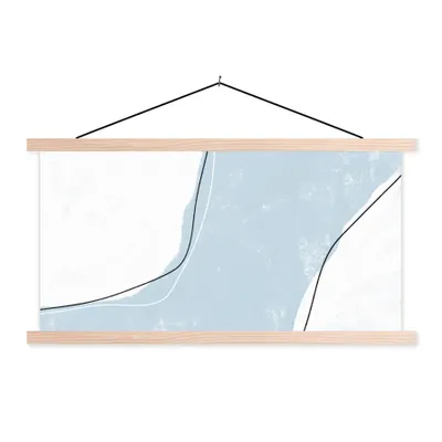 Produktbild von MuchoWow® Textilposter Blau - Minimalismus - Abstrakt 60x30 cm mit holzfarbenen Rahmen - Dekoration