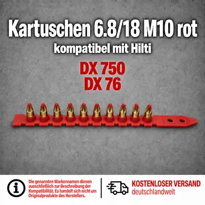 Produktbild von Kartuschen 6,8/18 M10 Rot – kompatibel mit Hilti DX 750 und DX 76
