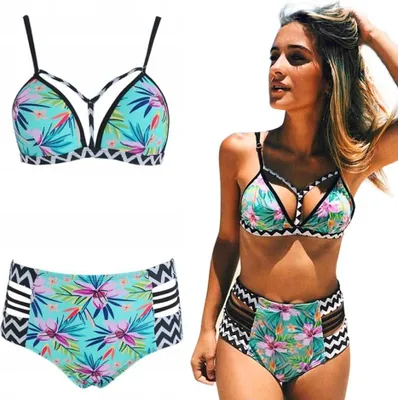 Immagine prodotto di Set bikini push-up a due pezzi, vita alta, costume da bagno, piscina, spiaggia. Set bikini push-up a due pezzi, vita alta, costume da bagno, piscina, spiaggia.