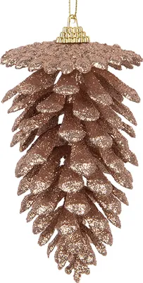 Obrázek produktu pro Clayre & Eef Vánoční přívěšek borová šiška Ø 7x13 cm měděná barva plastová