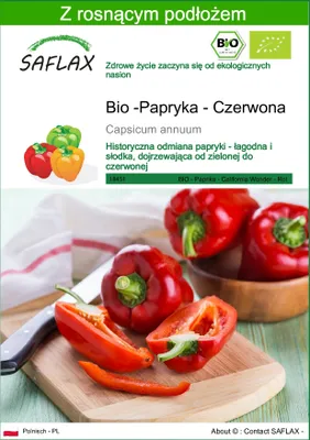 Zdjęcie produktu dla SAFLAX - Bio -Papryka - Czerwona - 20 Nasiona - Z podłożem uprawowym wolnym od zarazków - Capsicum annuum