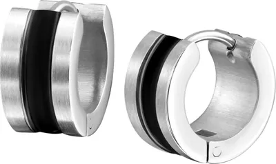 Produktbild von 316L Chirurgenstahl Klappcreolen Ohrringe 13mm schwarz emailliert