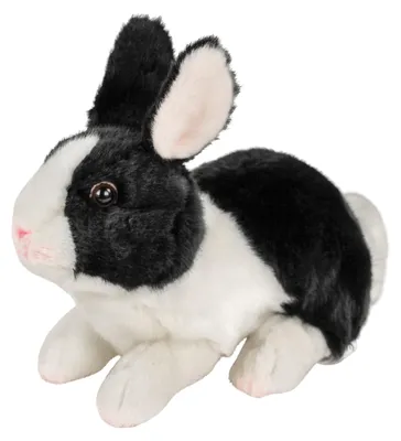 Produktbild von Kuscheltier Hase schwarz/weiß liegend 23 cm Plüschhase