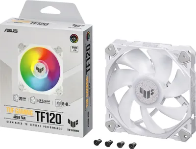 Obrázok produktu pre ASUS TUF GAMING TF120 ARGB WHITE EDITION, Vzduchový chladič, 12 cm, 250 ot/min, 1900 ot/min, Biela
