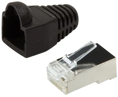 Produktbild von LogiLink RJ45 Stecker Kat.5e mit Knickschutztülle schwarz 100 Stück