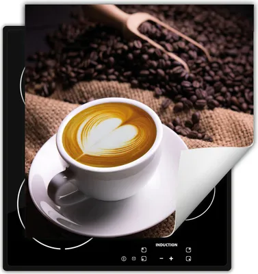 Produktbild von DarHaus Herdabdeckplatte 50x52 cm Anti Rutsch Matte Aufrollbar, Kaffee - herz