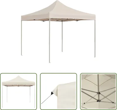 Produktbild von The Living Store Profi-Partyzelt Faltbar Aluminium 2x2 m Creme