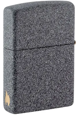 Produktbild von ZIPPO - Zippo Logo und Flammenmotiv - Iron Stone Sturmfeuerzeug nachfüllbar Benzin 60006296
