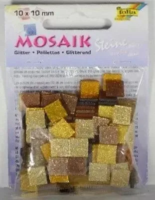 Obrázok produktu pre Mozaikové kamienky s trblietkami 10x10mm hnedé