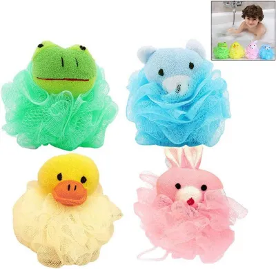Produktbild von Peeling-Duschschwamm, 4er-Set Badeblumen-Badeaccessoires für Kinder und Frauen