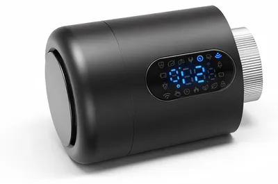 Obrázok produktu pre Termostaty na radiátory Peviasot, 1 kus, WiFi regulátor vykurovania, čierna farba, kompatibilný s aplikáciami Smart Life/Tuya, detská poistka, 7 adaptérov