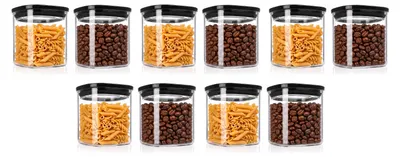 Zdjęcie produktu dla Zestaw szklanych pojemników Arendo, 10 sztuk, pojemność 800 ml każdy, z szklanymi pokrywkami, szczelne dzięki uszczelce silikonowej, kwadratowe pojemniki wykonane ze szkła borosilikatowego, odporne na temperaturę od -40 do 400 °C, przezroczyste