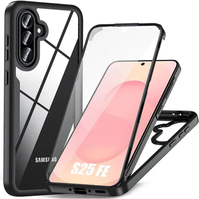 Image de Coque pour Samsung Galaxy S25 FE, Protection Hybride Antichoc Tranparent Rigide Bordure Noir