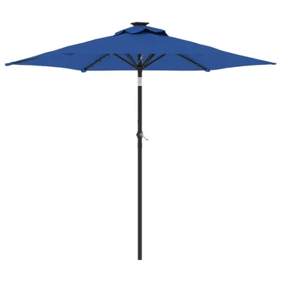 Produktbild von vidaXL Sonnenschirm mit LED und Stahlmast Azurblau 225x225x212 cm