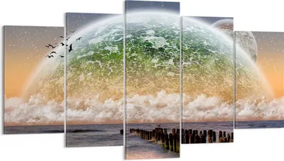 Produktbild von Bild auf Leinwand - Leinwandbild - Abstraktion Planet Erde Globus - 160x85cm - Wand Bild - Wanddeko - Leinwanddruck - Bilder - Kunstdruck - Wanddekoration - Leinwand bilder - Wandkunst - EA160x85-0353