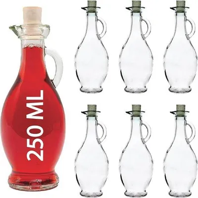 Produktbild von Famanu Glasflasche 250ml mit Korkverschluss - 6er Set