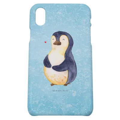 Produktbild von Mr. & Mrs. Panda Iphone 10 Handyhülle Pinguin Diät - Eisblau - Geschenk, Handy, Hülle, X, glücklich, Abnehmen, Cover