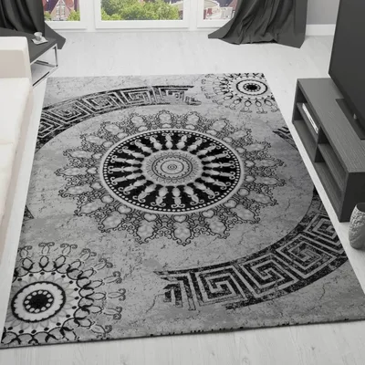 Produktbild von Klassischer Tibet Teppich, sehr dicht gewebt, mit Medaillon Motiv in stilvollen Grau - T6447, Maße:160 cm x 230 cm