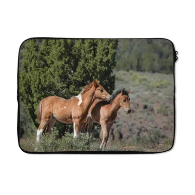 Produktbild von MuchoWow® Laptop Hülle 13 Zoll Pferde - Fohlen - Gras Laptoptasche - Laptophülle - Sleeve - Rundumschutz