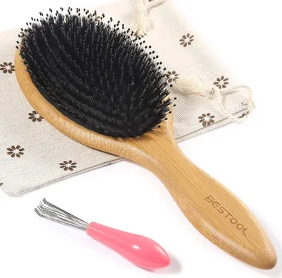 Immagine prodotto di Setole di cinghiale perni di nylon spazzola per capelli a palette di bambù Districante
