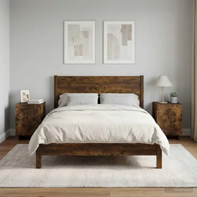 Image de vidaXL Table de chevet, 2 pièces, bois fumé, 33,5 x 34,5 x 50 cm, panneaux de particules