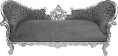 Produktbild von Casa Padrino Barock Sofa Vampire im Antik Stil - Grau / Silber - 200 x 75 x 82 cm