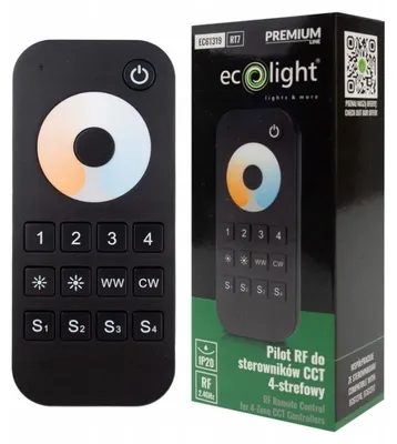 Immagine prodotto di Pannello di controllo touch screen RT7 RF per driver di strisce LED CCT, 4 zone, colore nero