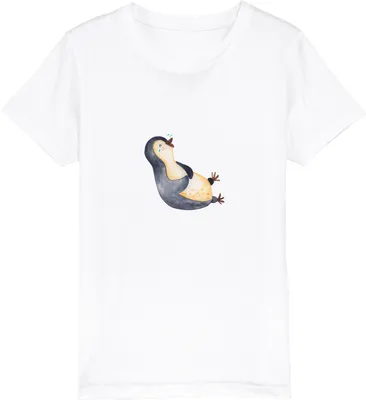 Produktbild von Mr. & Mrs. Panda Kleinkinder T-Shirt Pinguin Lachen 12-14 Jahre (152/164) - Weiß - Geschenk, Kinder Jungen, Fröhlich, Pinguine, Freude, Teenager, Haha, Kindershirt, Shirt