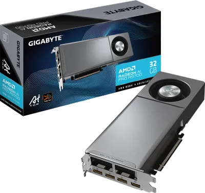 Zdjęcie produktu dla GIGABYTE Radeon AI PRO R9700 AI TOP 32G, Radeon AI PRO R9700, 32 GB, GDDR6, 256 bit, 7680 x 4320 px, PCI Express x16 5.0