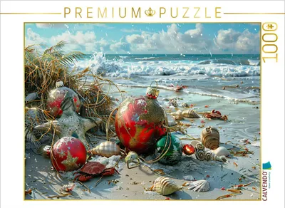 Produktbild von CALVENDO Puzzle Rote Weihnachtskugeln | 1000 Teile Lege-Größe 64x48cm Foto-Puzzle für glückliche Stunden