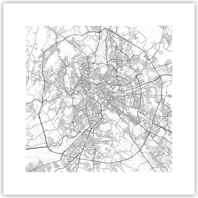 Produktbild von Poster - Poster ohne Rahmen - Stadt Karte Rom - 30x30 cm - Wand Bild - Wanddeko - Wandbilder - Kunstposter - Wandposter - Bilder - Kunstdruck - Wanddekoration - Wandbild - P2XAC30x30-4682