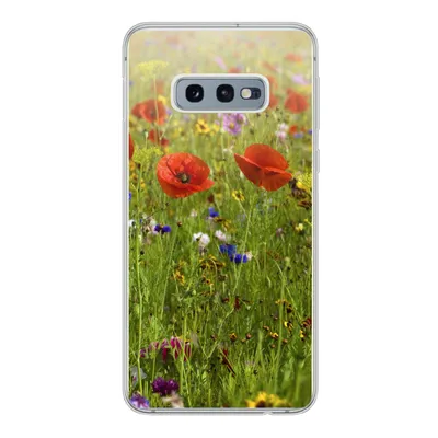 Produktbild von MuchoWow® Handyhülle Schutzhülle Hülle für Samsung Galaxy S10e Frühling - Blumen - Rot - Mohn - Gras - Grün Silikon Softcase Handy Hülle - Handy