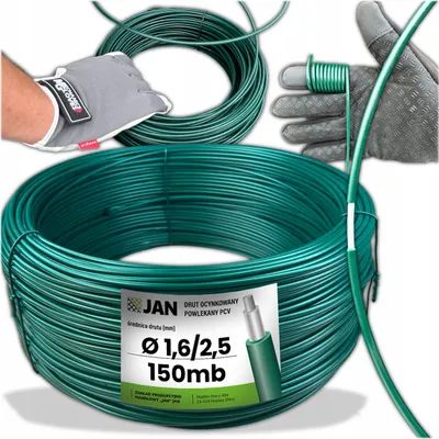 Produktbild von Spanndraht Draht - Draht Beschichtet - Grün - 1,6/2,5 Mm - 150 M - Korrosionsbeständig - Wetterfest