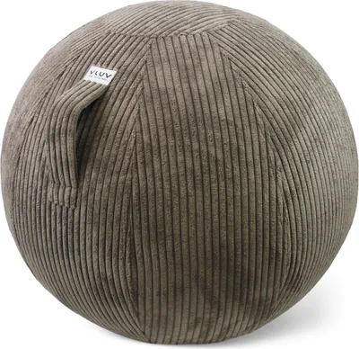 Image de VLUV VLIP Balle d'assise en tissu 60-65cm, siège ergonomique, respirant et durable, avec poignée de transport et anneau au sol, pompe à main incluse, couleur : nougat (marron)