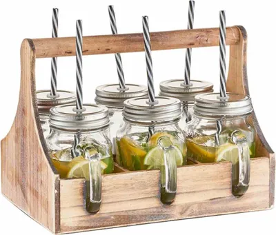 Produktbild von Zeller Present 197-47 Trinkgläser-Set in Kiste, 20x22x22cm, klar/natur, 7-teilig (1 Set)