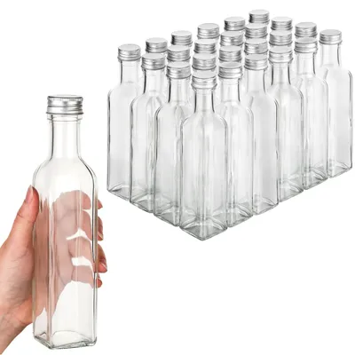 Produktbild von 24x Glasflaschen zum Befüllen 250ml Flaschen für Likör Flaschen zum Befüllen Glas Likörflaschen 250 ml leere Flaschen mit Schraubverschluss Glasflasche Likörflasche, Ölflaschen