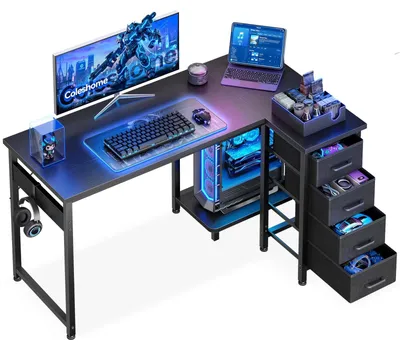 Image de Bureau en forme de L avec 4 tiroirs