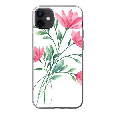 Produktbild von MuchoWow® Handyhülle Schutzhülle Hülle für iPhone 12 mini Blumen - Aquarell - Rosa Silikon Softcase Handy Hülle - Bild