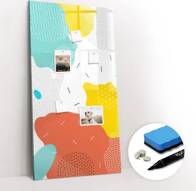 Produktbild von Magnetpinnwand Memoboard - Zubehörsatz - Schwarzer Marker + Schwamm + Magnete - 60 x 120 cm - Abstraktionskritzeleien