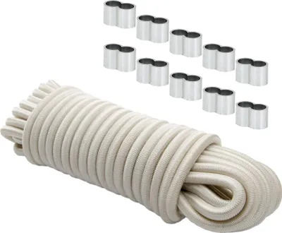 Produktbild von Dreamprint Expanderseil 10 m Weiß 4 mm Gummiseil Spannseil mit 10x Würgeklemmen