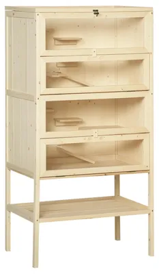 Produktbild von Hamsterkäfig aus Holz - Nagarium Kleintierkäfig - 5 Etagen - Gitterdach - Rampen - Großer Nagerkäfig für Hamster und Mäuse