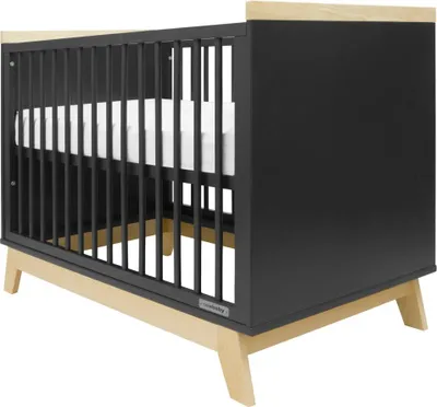 Obrázek produktu pro Dětská postýlka se zábranou New Baby MARCUS 120x60 cm grafit/přírodní